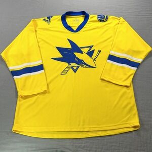 San Jose Sharks Golden State Warriors Hockey Jersey Adult Medium Yellow SGA Mens